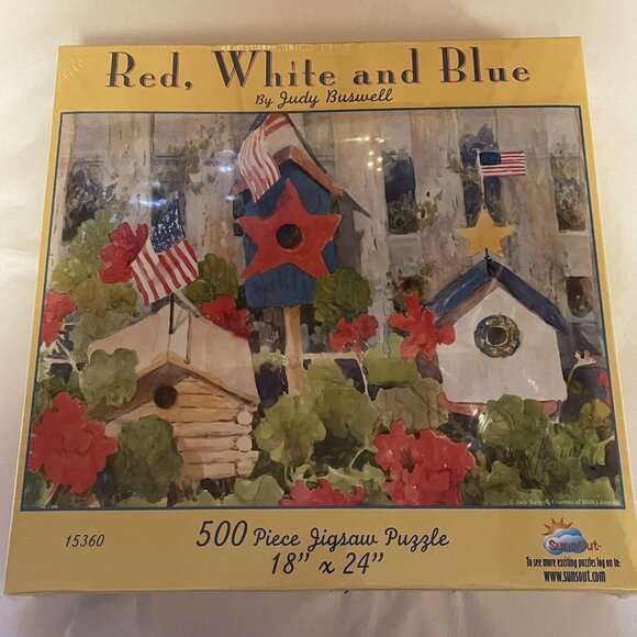 Sunsout Red White and Blue by Judy Buswell 500 Piece Jigsaw Puzzle NEW Sealed - Picture 2 of 5